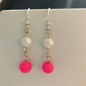 Pink and white earrings